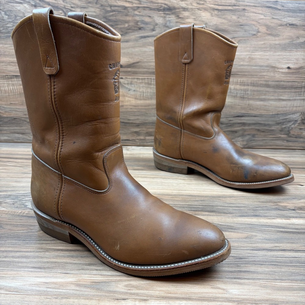 VTG Chippewa Mens 11EE Wide Round Toe 11" Western Boots 26790 Tan 90s Vibram USA